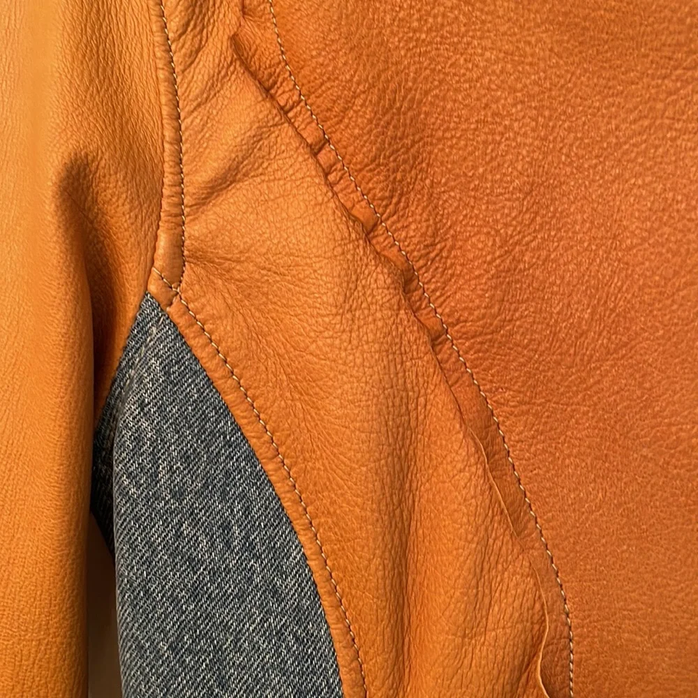 Leather & Jean Button-up Shirt - Picture 6 of 10